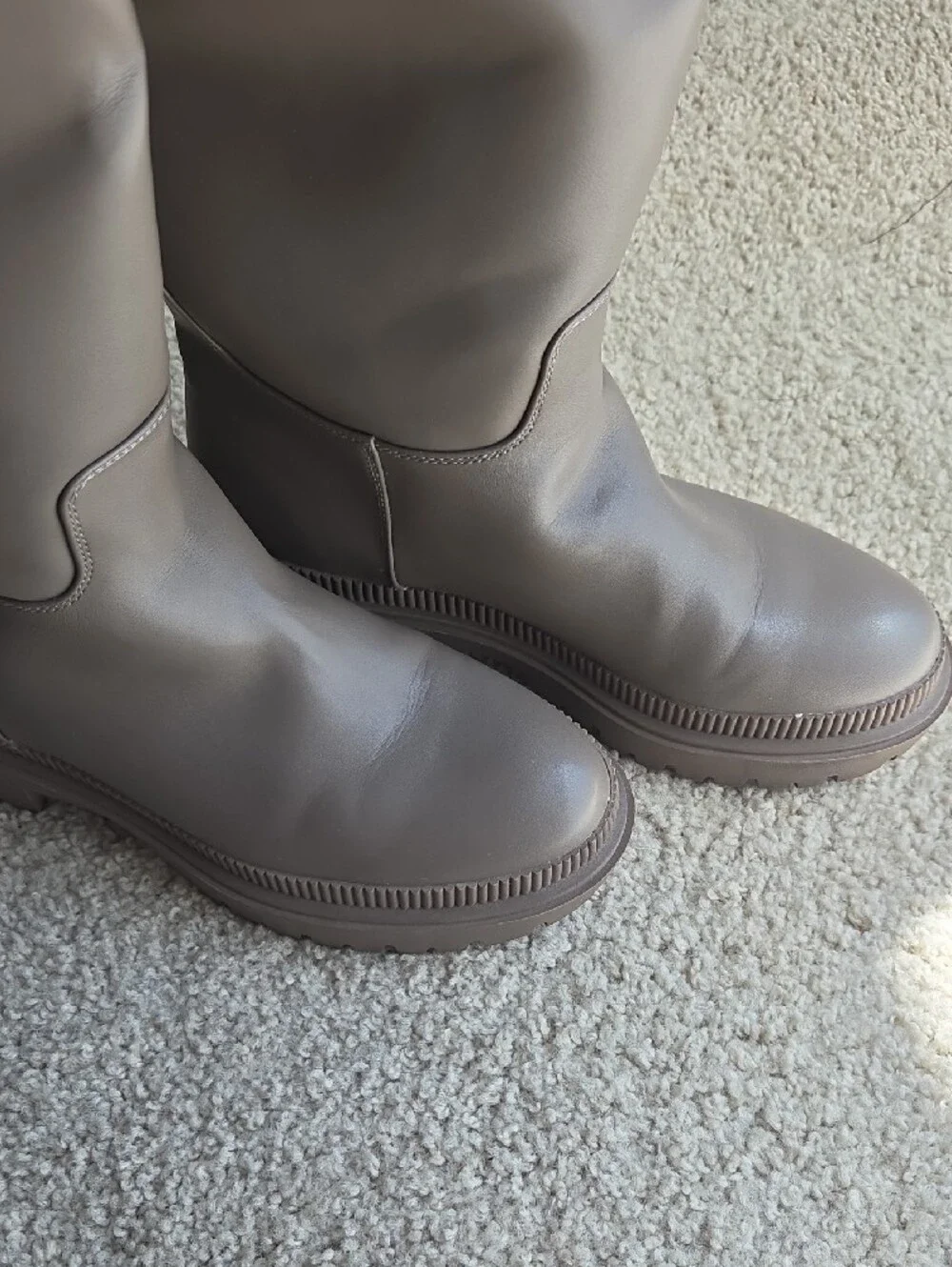 H&M Taupe Knee-High Lug-Sole Boots
